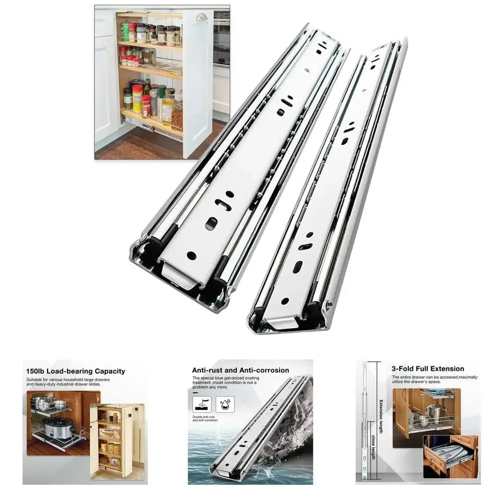 Heavy Duty Drawer Slides Full Extension Runners 150 Lbs Side Mount Rails For